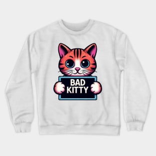 Bad Kitty Illustrated Police Mug Shot Crewneck Sweatshirt